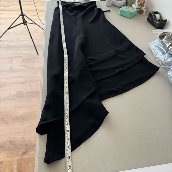 Vintage 90s Y2K Cowl Neck Dress Sz 6 Black Asymmetrical Hem Witchy Fairy Goth - Picture 8 of 11